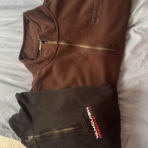 VANQUISH FITNESS Men's Brown and Black Zip-Up Sweater